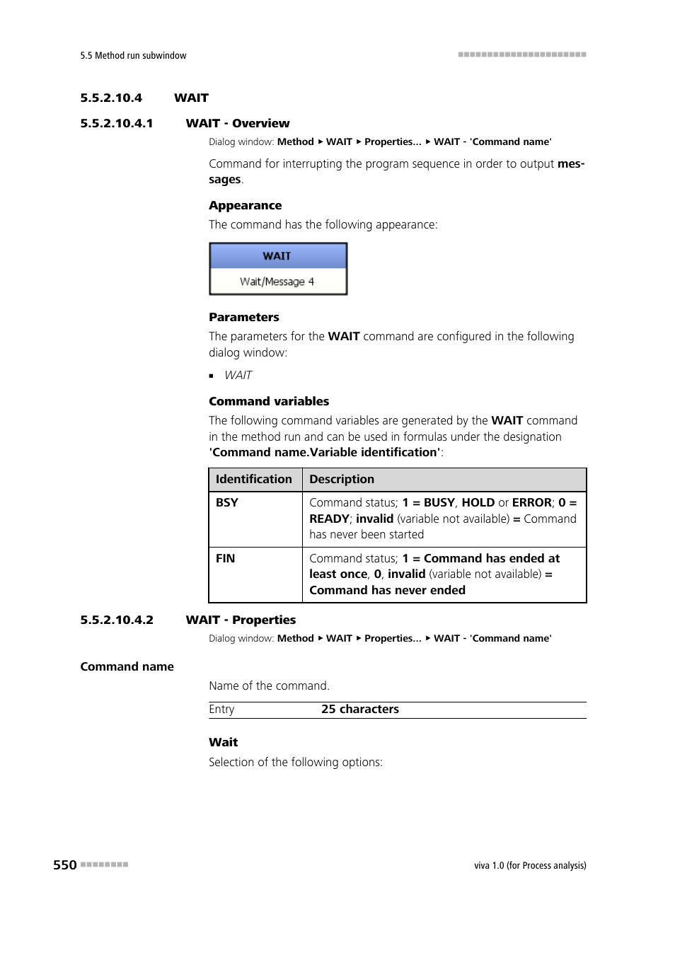 4 wait, 1 wait - overview, 2 wait - properties | Wait | Metrohm viva 1.0 (process analysis) User Manual | Page 562 / 990