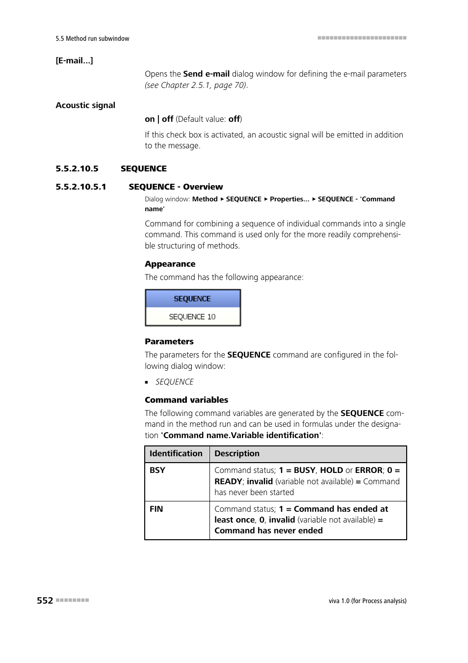 5 sequence, 1 sequence - overview, Sequence | Metrohm viva 1.0 (process analysis) User Manual | Page 564 / 990