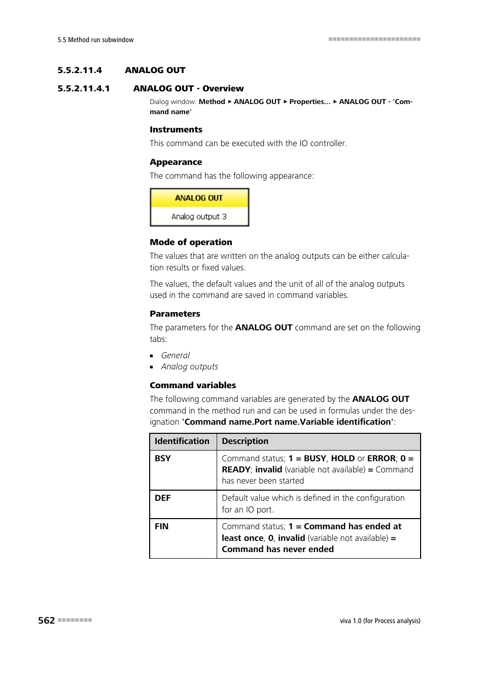 4 analog out, 1 analog out - overview, Analog out | Metrohm viva 1.0 (process analysis) User Manual | Page 574 / 990