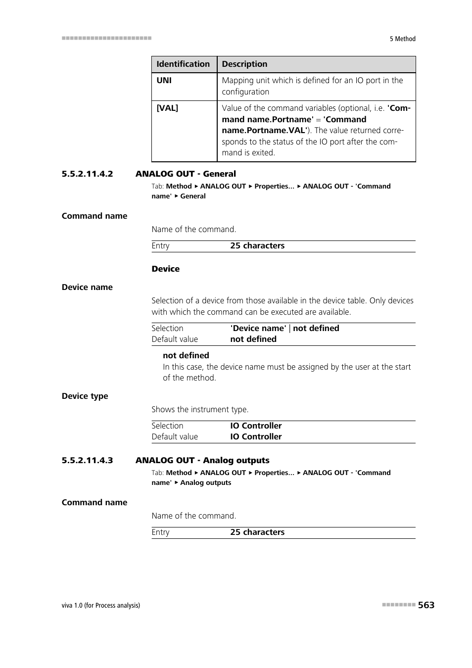 2 analog out - general, 3 analog out - analog outputs | Metrohm viva 1.0 (process analysis) User Manual | Page 575 / 990