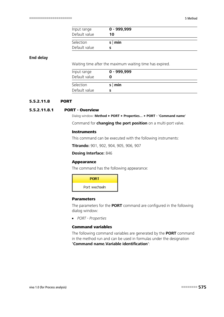 8 port, 1 port - overview, Port | Metrohm viva 1.0 (process analysis) User Manual | Page 587 / 990