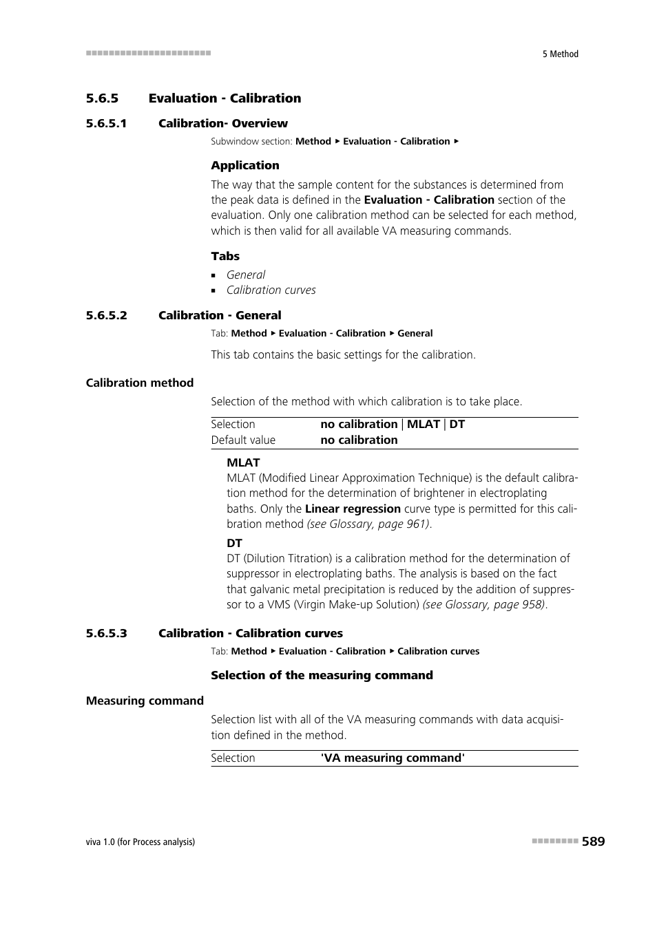 5 evaluation - calibration, 1 calibration- overview, 2 calibration - general | 3 calibration - calibration curves, Evaluation - calibration, Calibration and | Metrohm viva 1.0 (process analysis) User Manual | Page 601 / 990