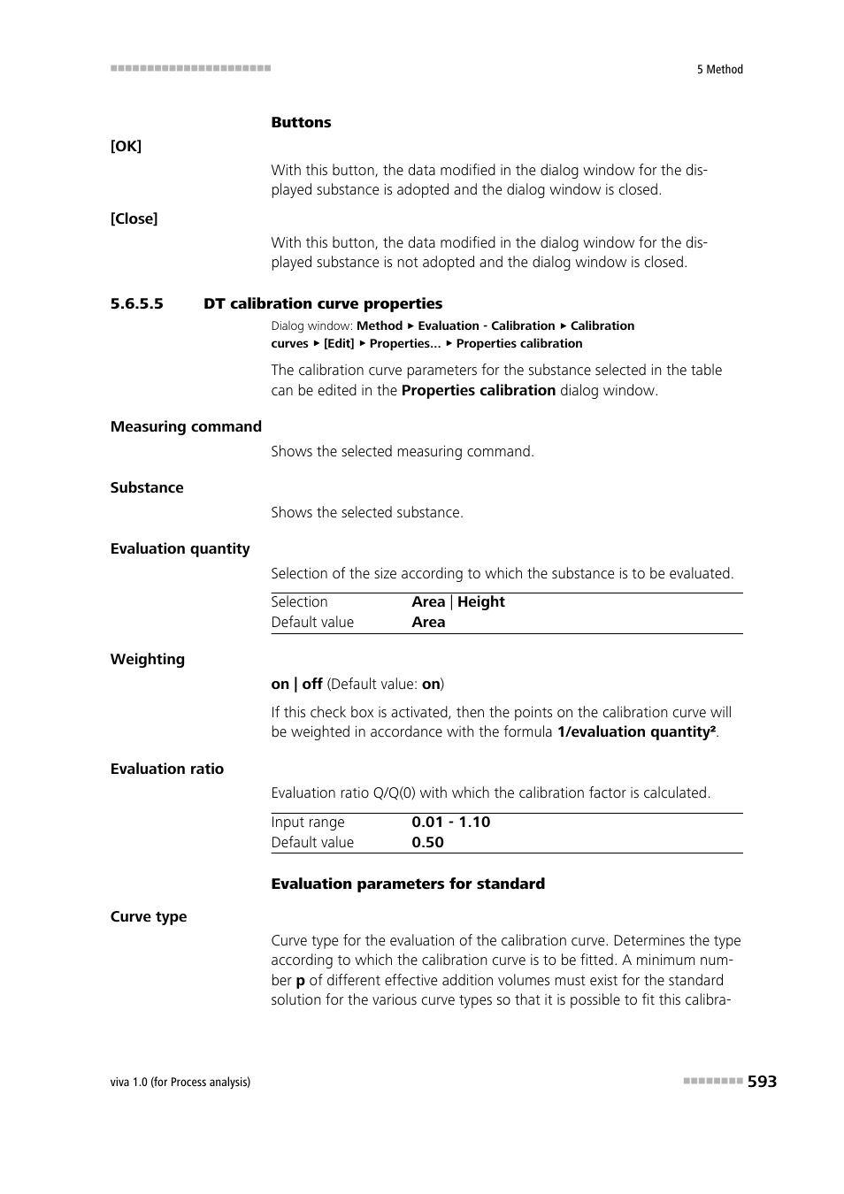 5 dt calibration curve properties | Metrohm viva 1.0 (process analysis) User Manual | Page 605 / 990