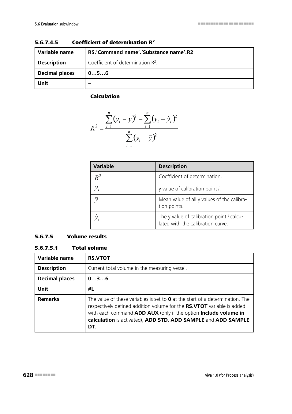 5 coefficient of determination r2, 5 volume results, 1 total volume | Metrohm viva 1.0 (process analysis) User Manual | Page 640 / 990