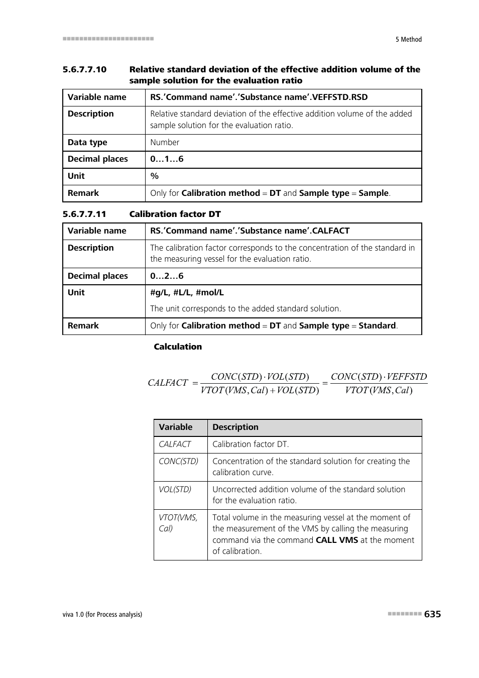 11 calibration factor dt | Metrohm viva 1.0 (process analysis) User Manual | Page 647 / 990