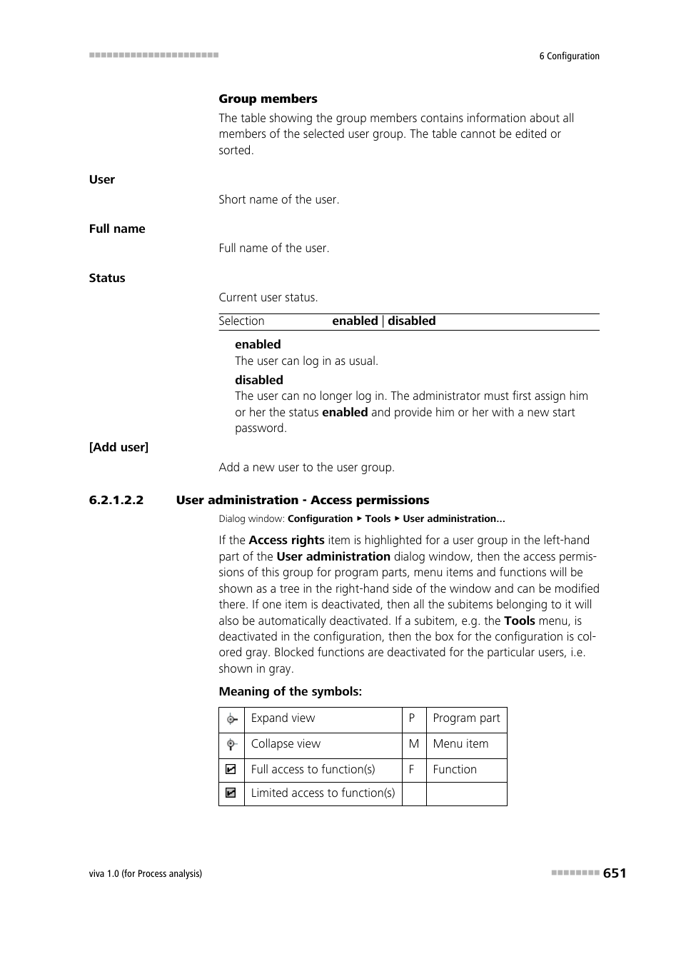 2 user administration - access permissions, Access permissions, Defining access permissions for user groups | Metrohm viva 1.0 (process analysis) User Manual | Page 663 / 990
