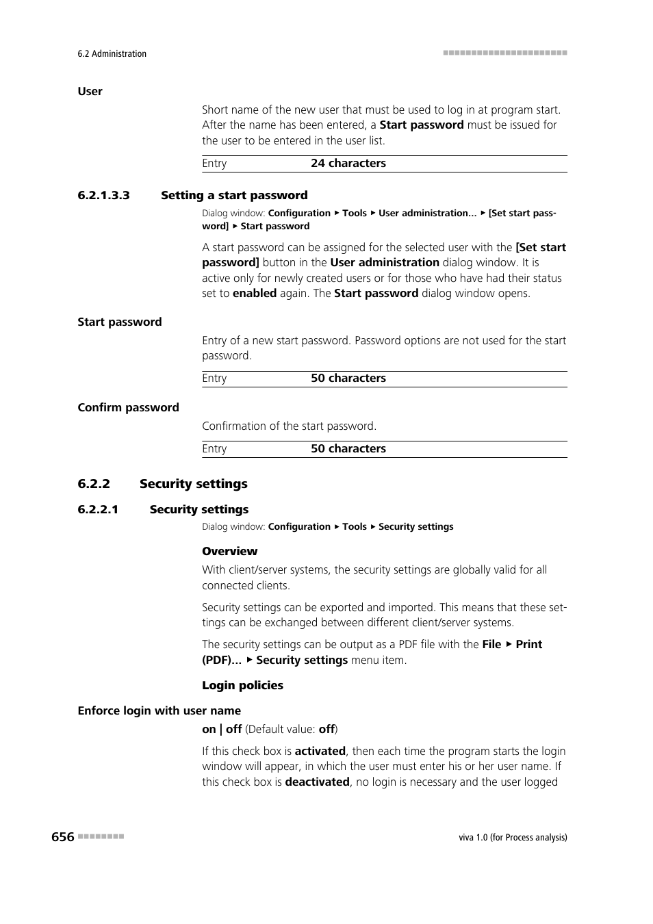 3 setting a start password, 2 security settings, 1 security settings | Security settings, Login / password protection, Setting start password for new user | Metrohm viva 1.0 (process analysis) User Manual | Page 668 / 990