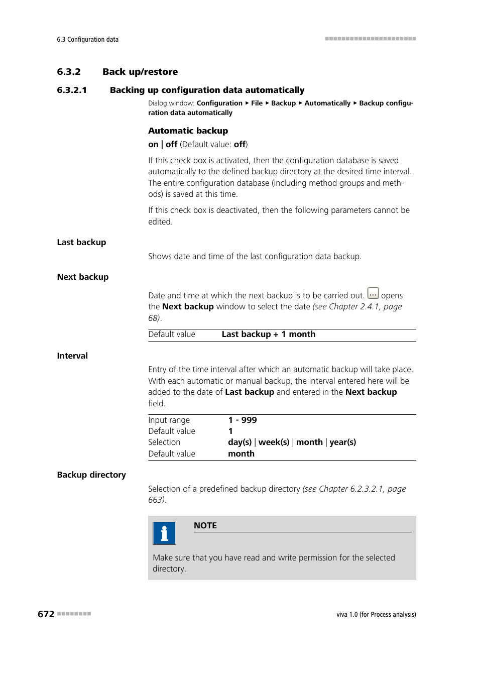 2 back up/restore, 1 backing up configuration data automatically, Back up/restore | Backing up configuration data automatically | Metrohm viva 1.0 (process analysis) User Manual | Page 684 / 990