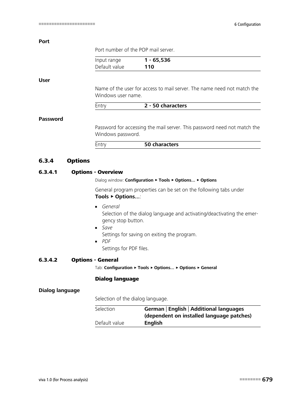 4 options, 1 options - overview, 2 options - general | Options, General program properties | Metrohm viva 1.0 (process analysis) User Manual | Page 691 / 990