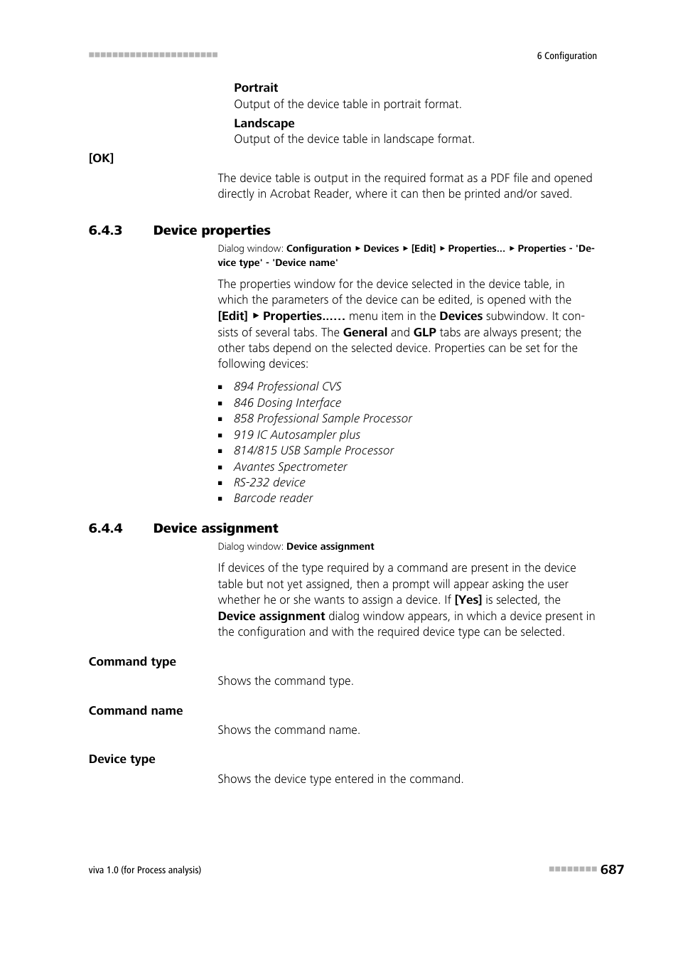 3 device properties, 4 device assignment, Device properties | Device assignment | Metrohm viva 1.0 (process analysis) User Manual | Page 699 / 990