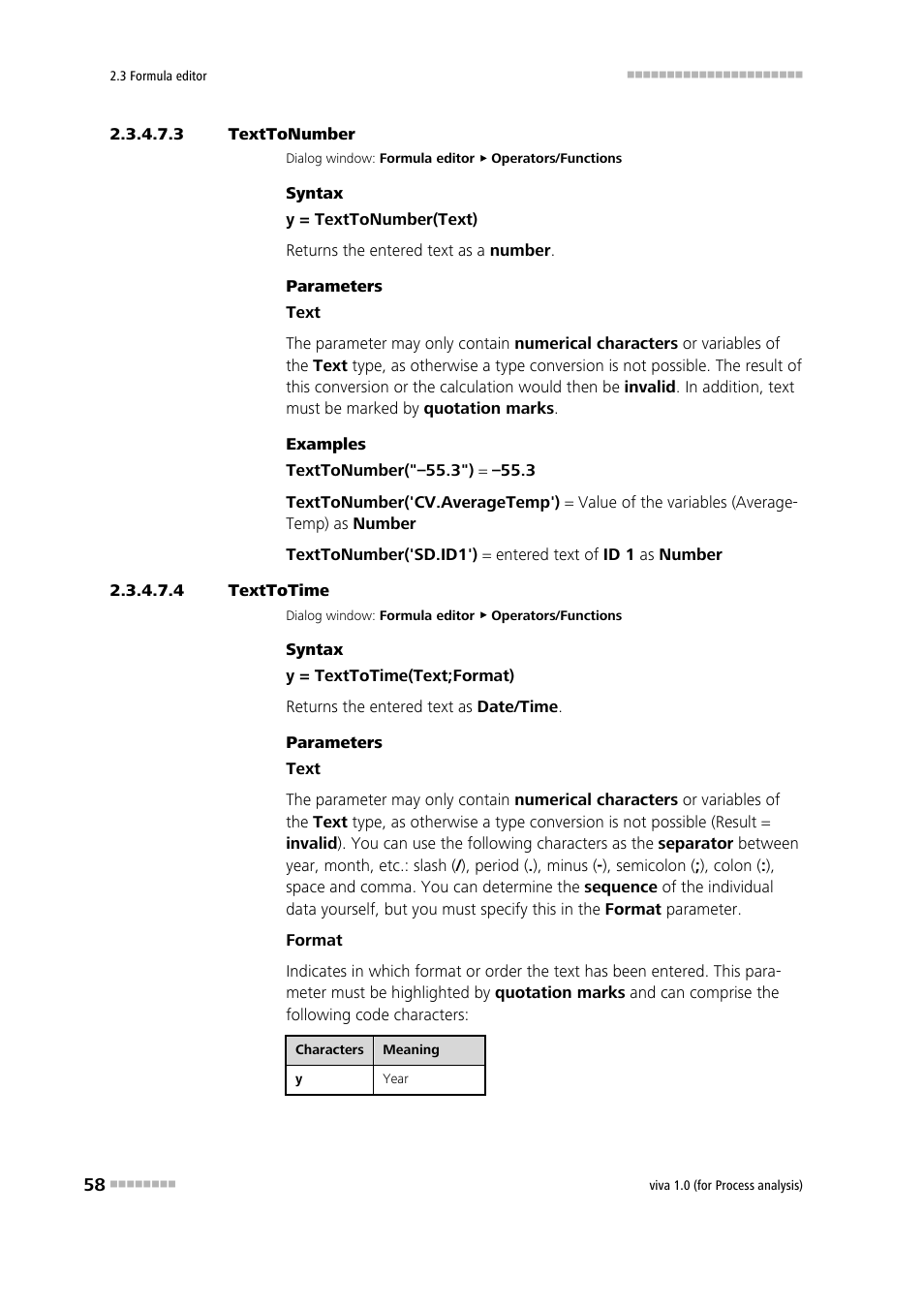 3 texttonumber, 4 texttotime, Texttonumber | Texttotime | Metrohm viva 1.0 (process analysis) User Manual | Page 70 / 990