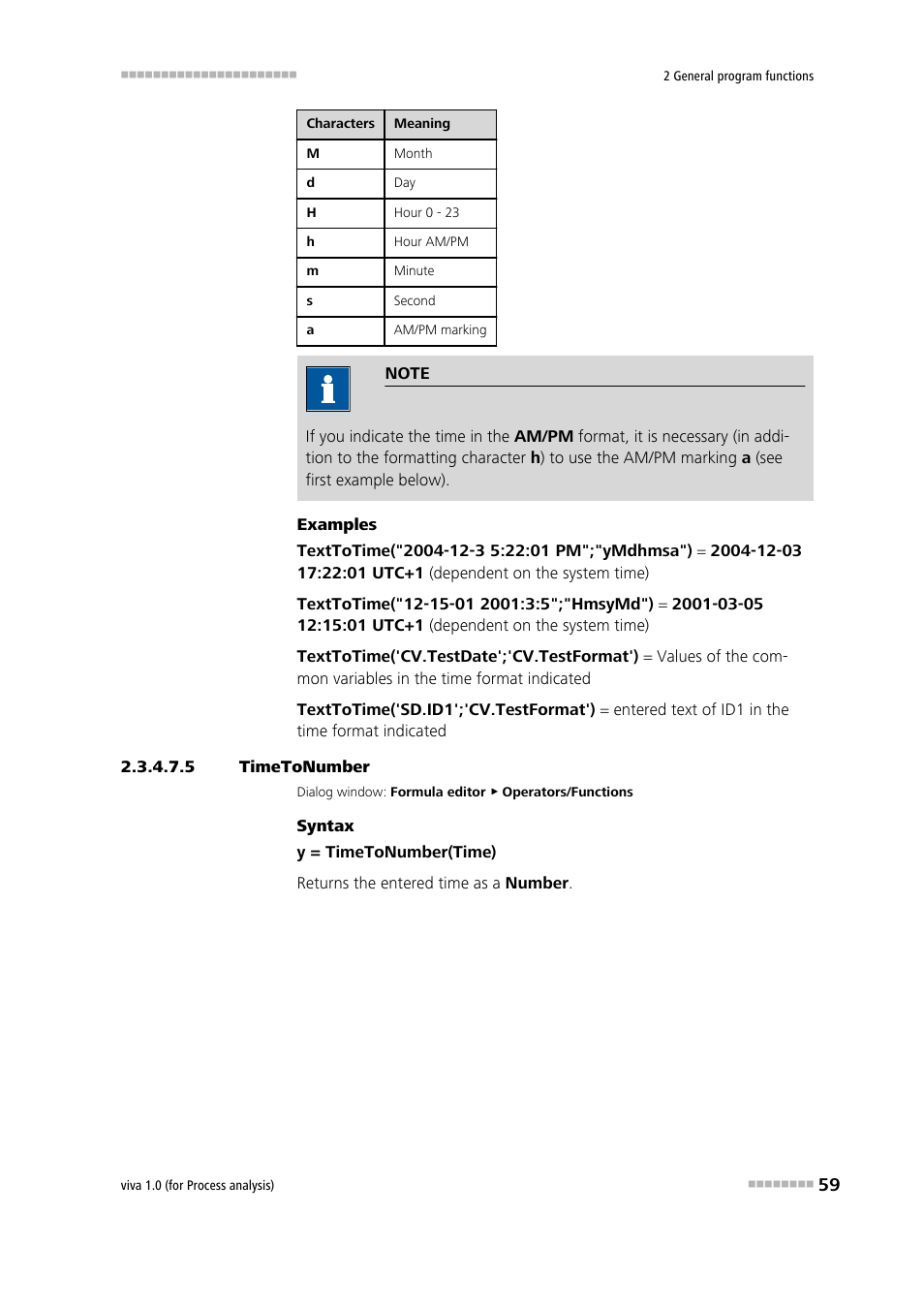 5 timetonumber, Timetonumber | Metrohm viva 1.0 (process analysis) User Manual | Page 71 / 990