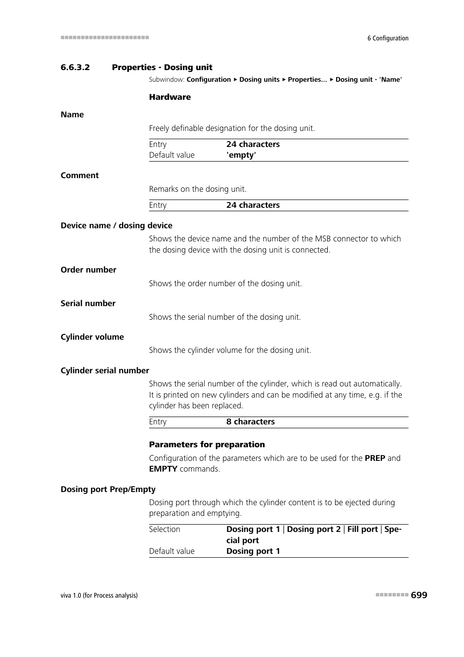 2 properties - dosing unit | Metrohm viva 1.0 (process analysis) User Manual | Page 711 / 990