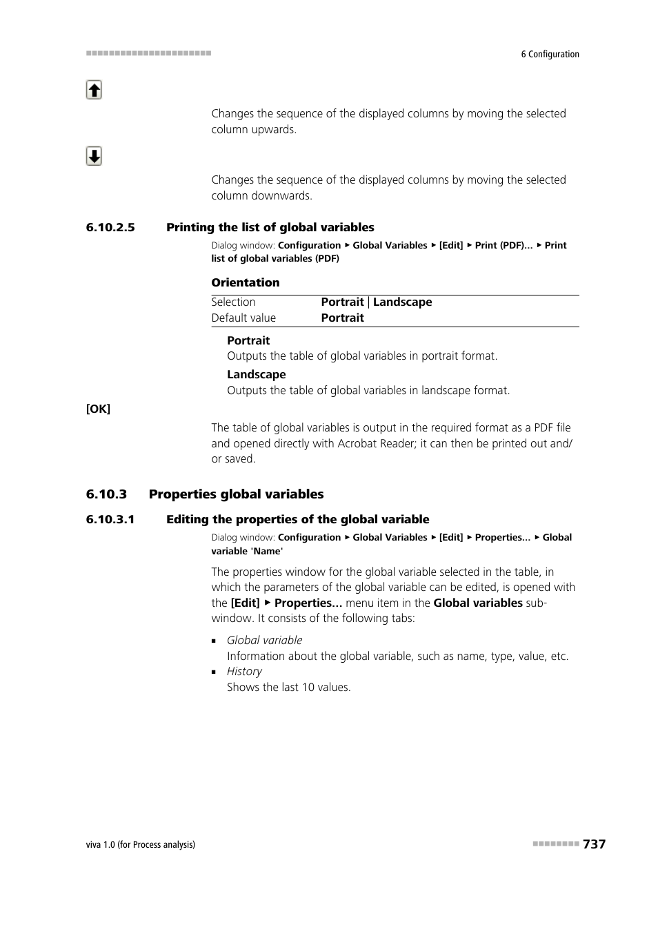 5 printing the list of global variables, 3 properties global variables, 1 editing the properties of the global variable | Properties global variables | Metrohm viva 1.0 (process analysis) User Manual | Page 749 / 990