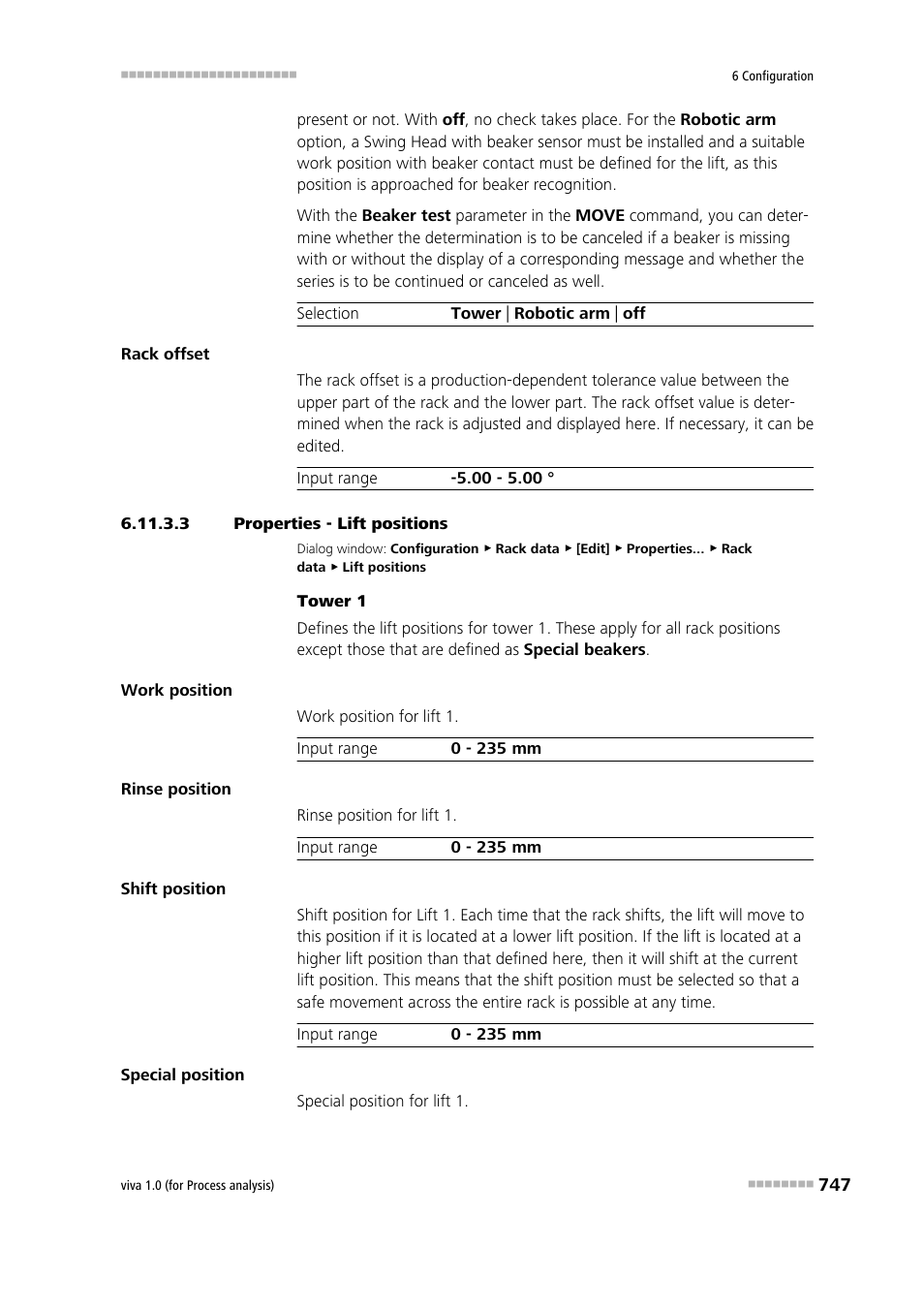 3 properties - lift positions, Lift positions | Metrohm viva 1.0 (process analysis) User Manual | Page 759 / 990
