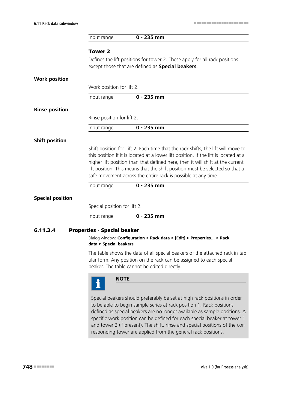 4 properties - special beaker, Special beakers | Metrohm viva 1.0 (process analysis) User Manual | Page 760 / 990