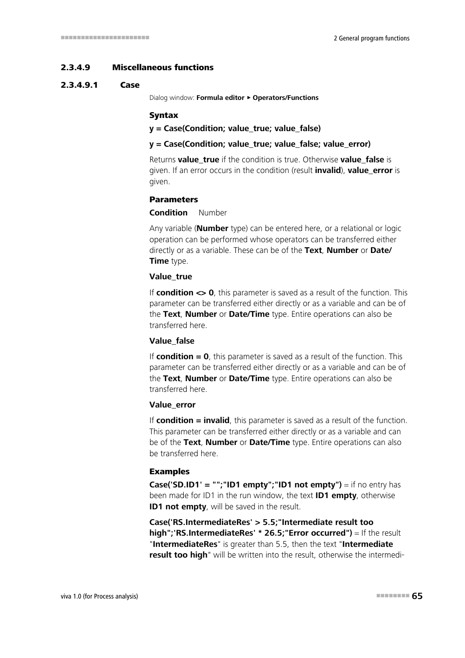 9 miscellaneous functions, 1 case, Case | Metrohm viva 1.0 (process analysis) User Manual | Page 77 / 990