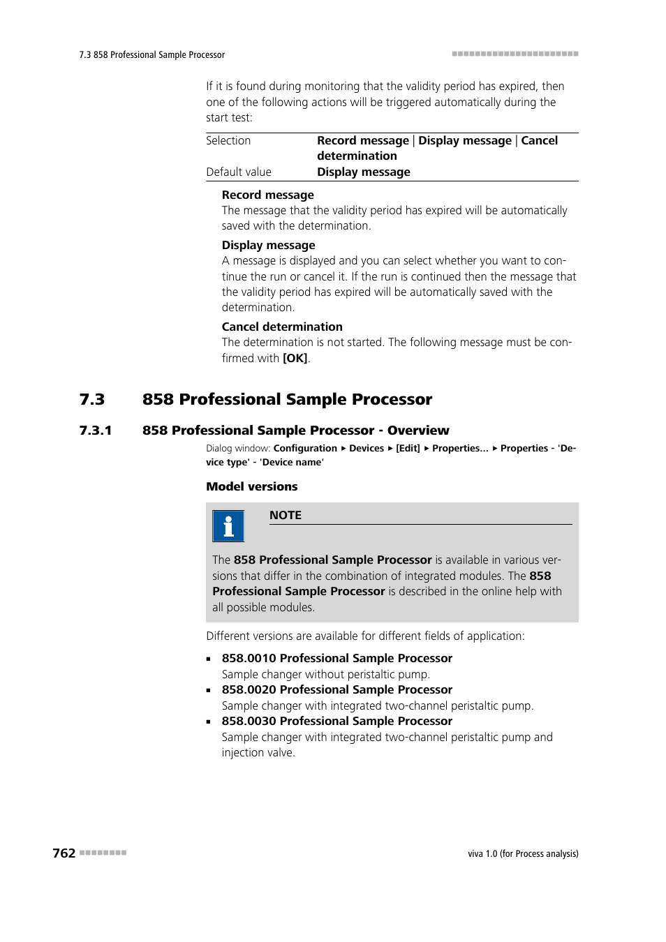 3 858 professional sample processor, 1 858 professional sample processor - overview, 858 professional sample processor | 858 professional sample processor - overview | Metrohm viva 1.0 (process analysis) User Manual | Page 774 / 990