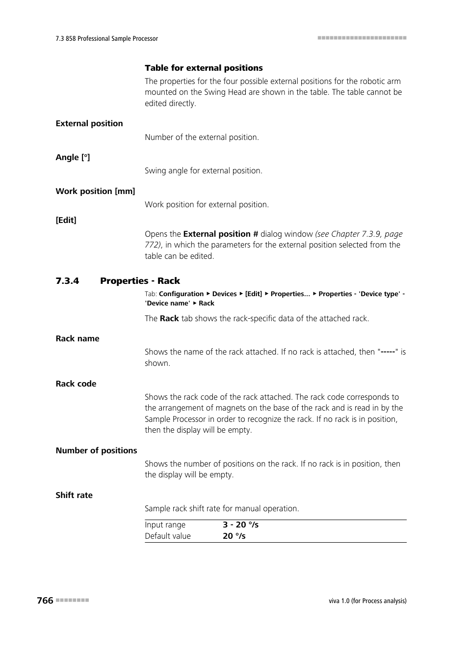 4 properties - rack, Properties - rack, Rack | Metrohm viva 1.0 (process analysis) User Manual | Page 778 / 990