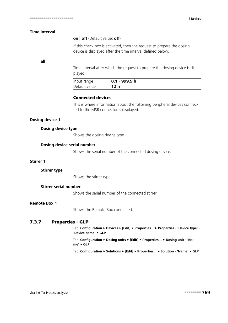 7 properties - glp, Properties - glp | Metrohm viva 1.0 (process analysis) User Manual | Page 781 / 990