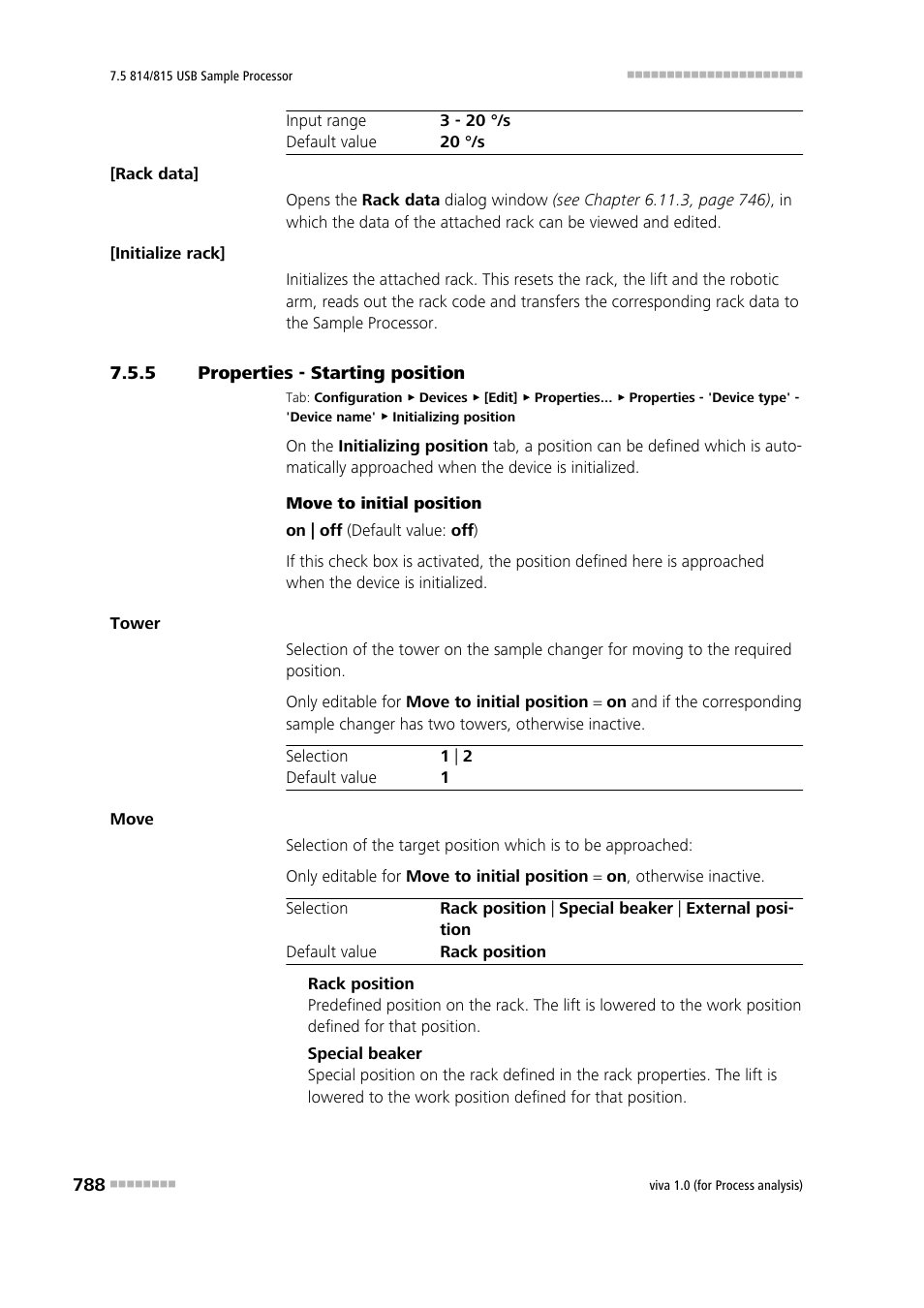 5 properties - starting position, Properties - starting position | Metrohm viva 1.0 (process analysis) User Manual | Page 800 / 990