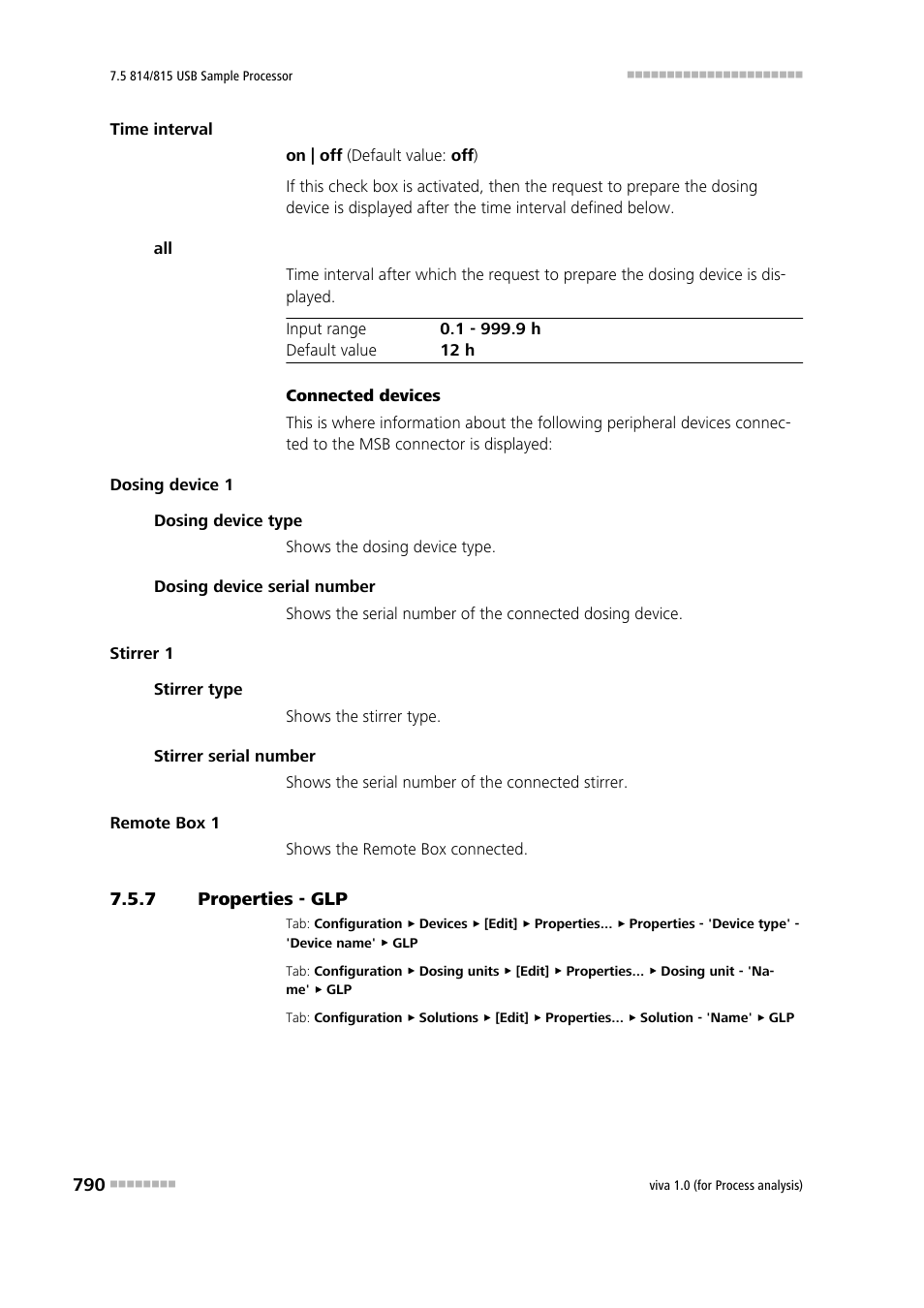 7 properties - glp, Properties - glp | Metrohm viva 1.0 (process analysis) User Manual | Page 802 / 990