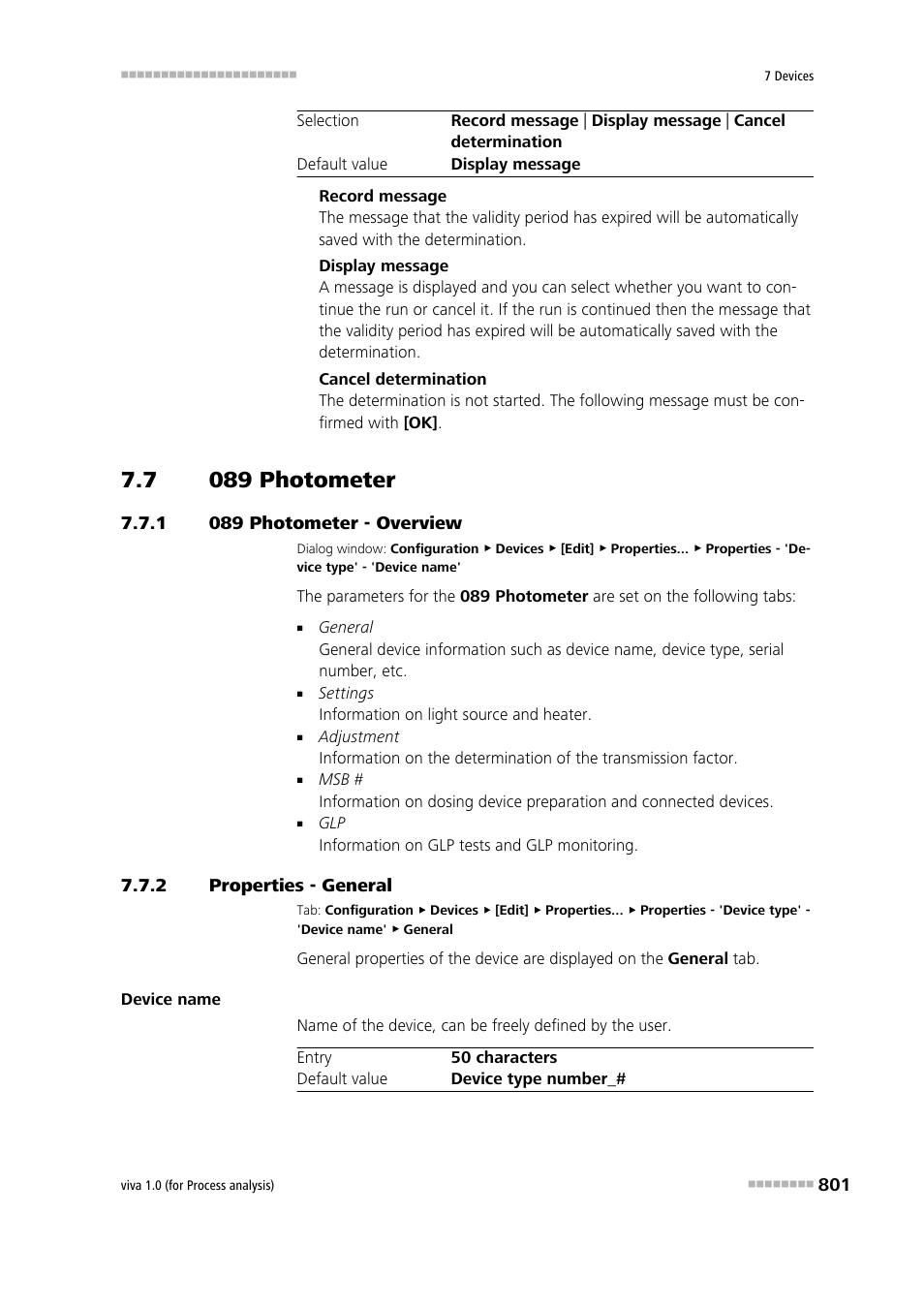 7 089 photometer, 1 089 photometer - overview, 2 properties - general | 089 photometer, 089 photometer - overview, Properties - general | Metrohm viva 1.0 (process analysis) User Manual | Page 813 / 990