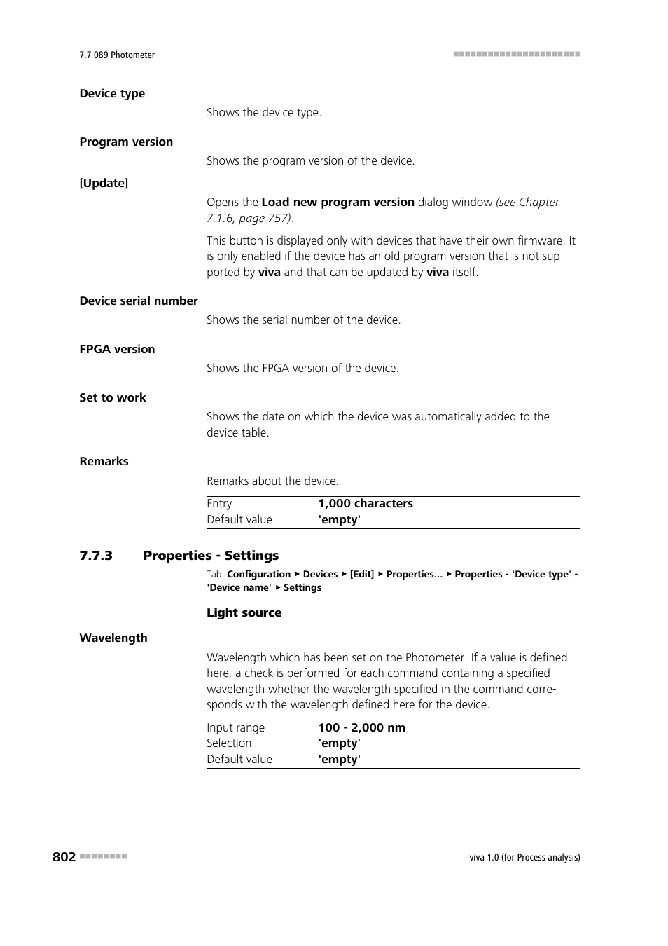 3 properties - settings, Properties - settings, Settings | Metrohm viva 1.0 (process analysis) User Manual | Page 814 / 990