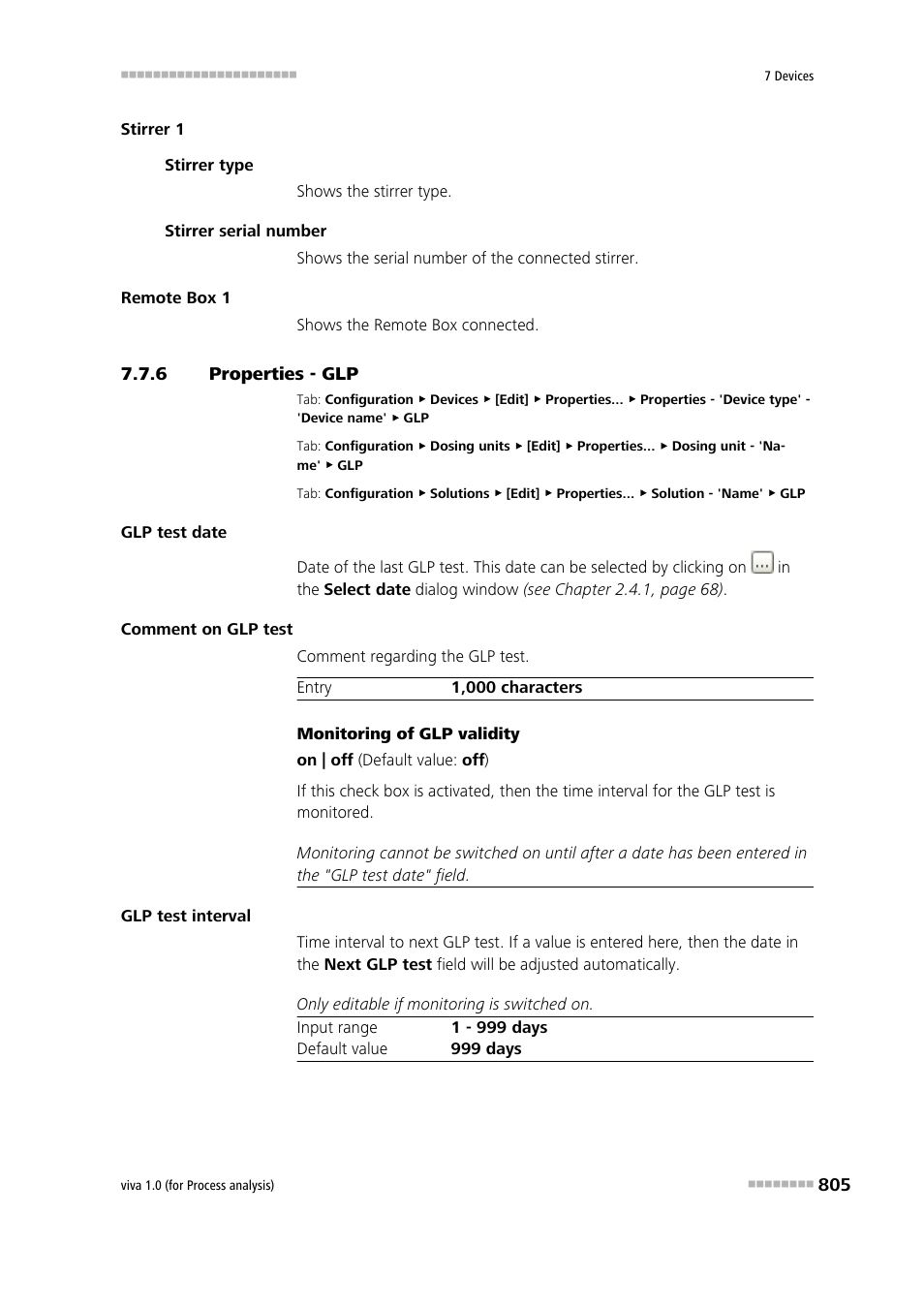 6 properties - glp, Properties - glp | Metrohm viva 1.0 (process analysis) User Manual | Page 817 / 990