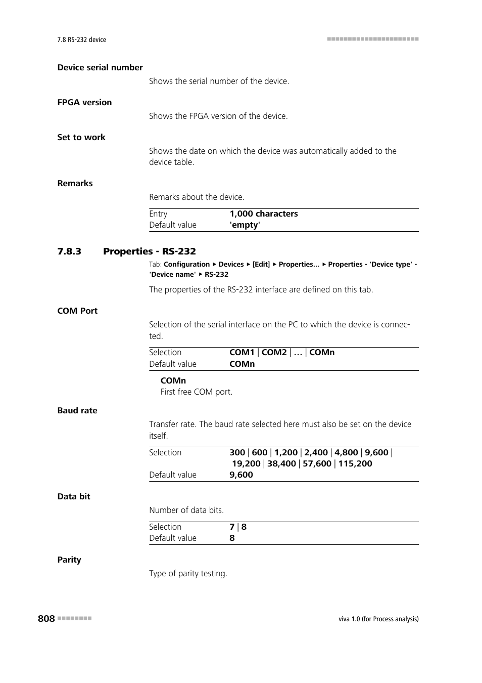 3 properties - rs-232, Properties - rs-232, Rs-232 | Metrohm viva 1.0 (process analysis) User Manual | Page 820 / 990