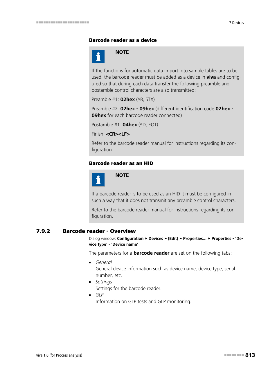 2 barcode reader - overview, Barcode reader - overview | Metrohm viva 1.0 (process analysis) User Manual | Page 825 / 990