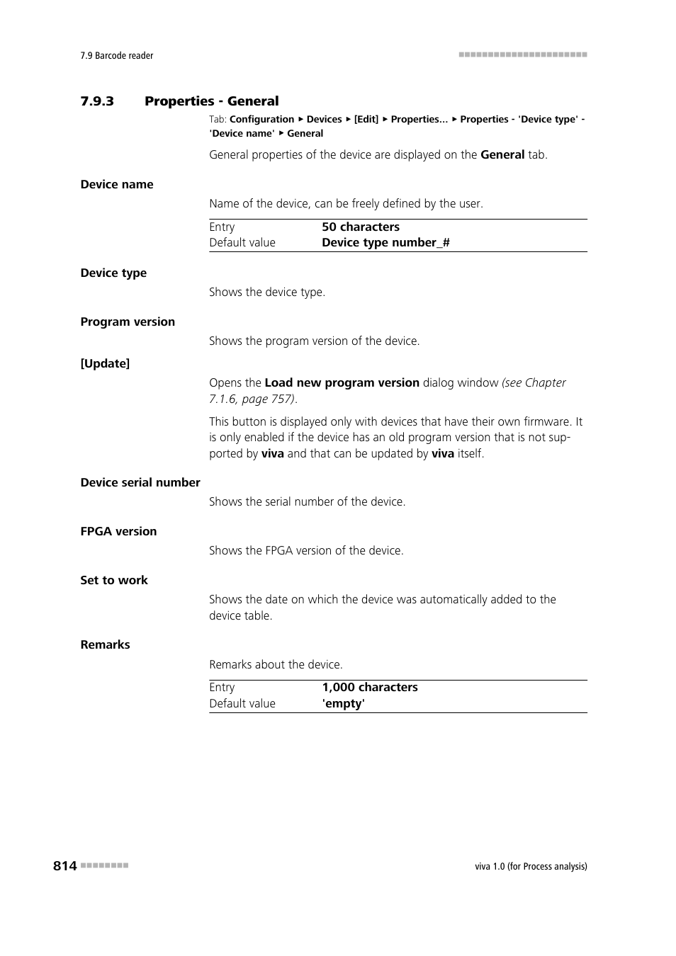 3 properties - general, Properties - general | Metrohm viva 1.0 (process analysis) User Manual | Page 826 / 990