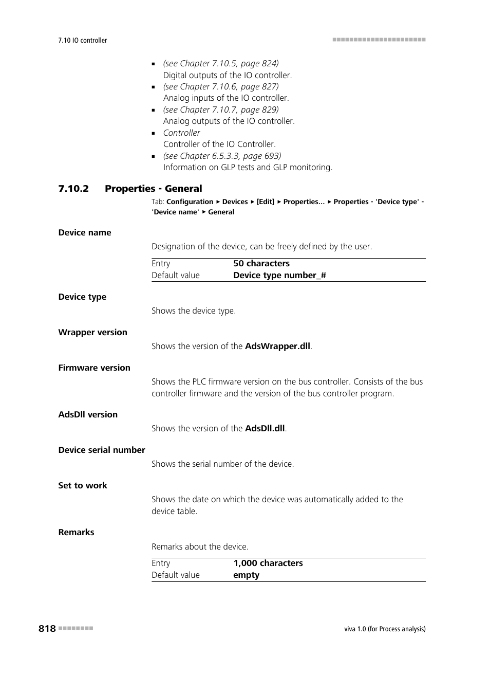 2 properties - general, Properties - general | Metrohm viva 1.0 (process analysis) User Manual | Page 830 / 990