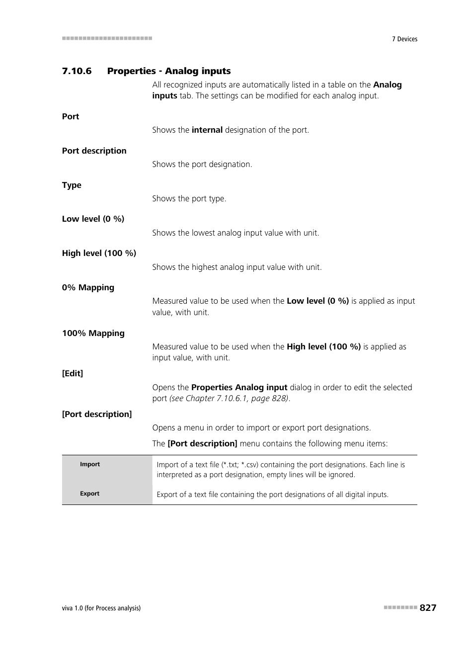 6 properties - analog inputs, Properties - analog inputs | Metrohm viva 1.0 (process analysis) User Manual | Page 839 / 990