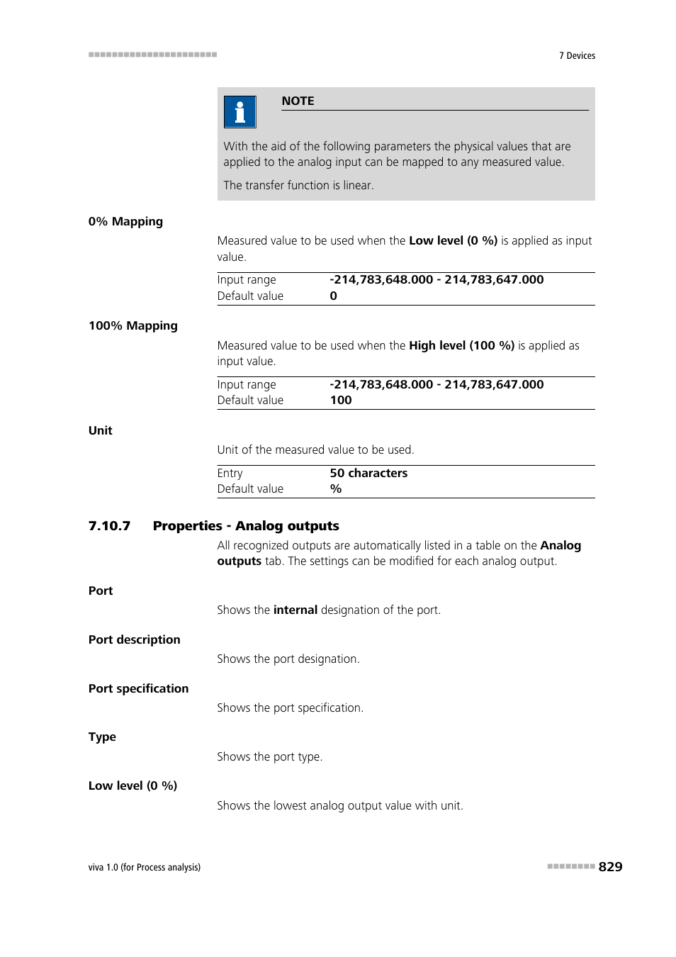 7 properties - analog outputs, Properties - analog outputs | Metrohm viva 1.0 (process analysis) User Manual | Page 841 / 990