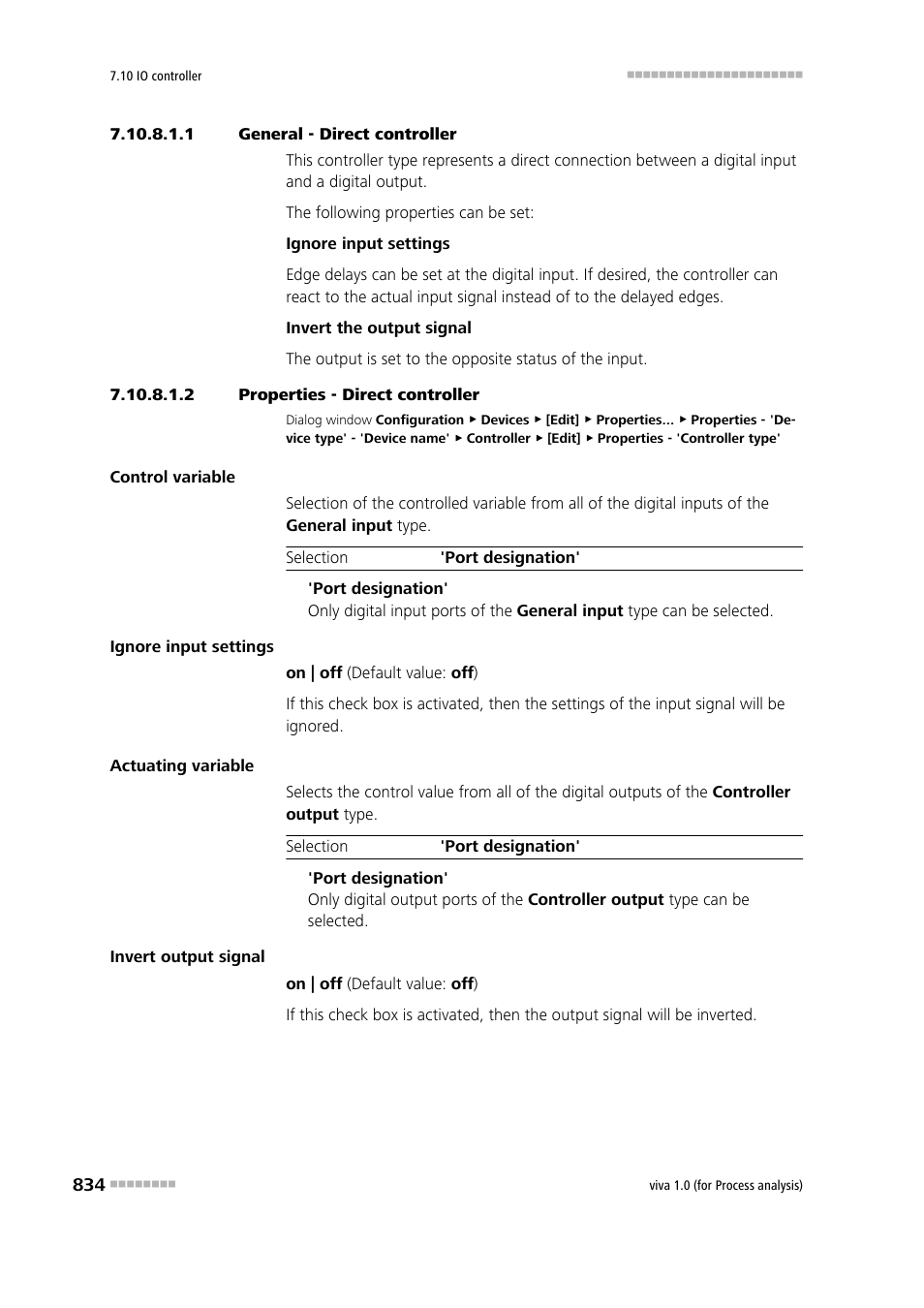 1 general - direct controller, 2 properties - direct controller | Metrohm viva 1.0 (process analysis) User Manual | Page 846 / 990