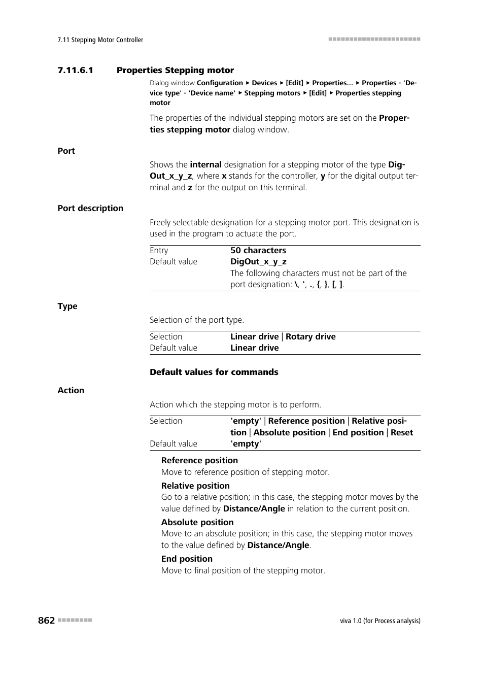 1 properties stepping motor | Metrohm viva 1.0 (process analysis) User Manual | Page 874 / 990