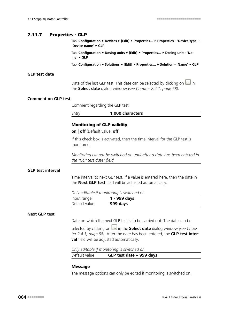 7 properties - glp, Properties - glp | Metrohm viva 1.0 (process analysis) User Manual | Page 876 / 990