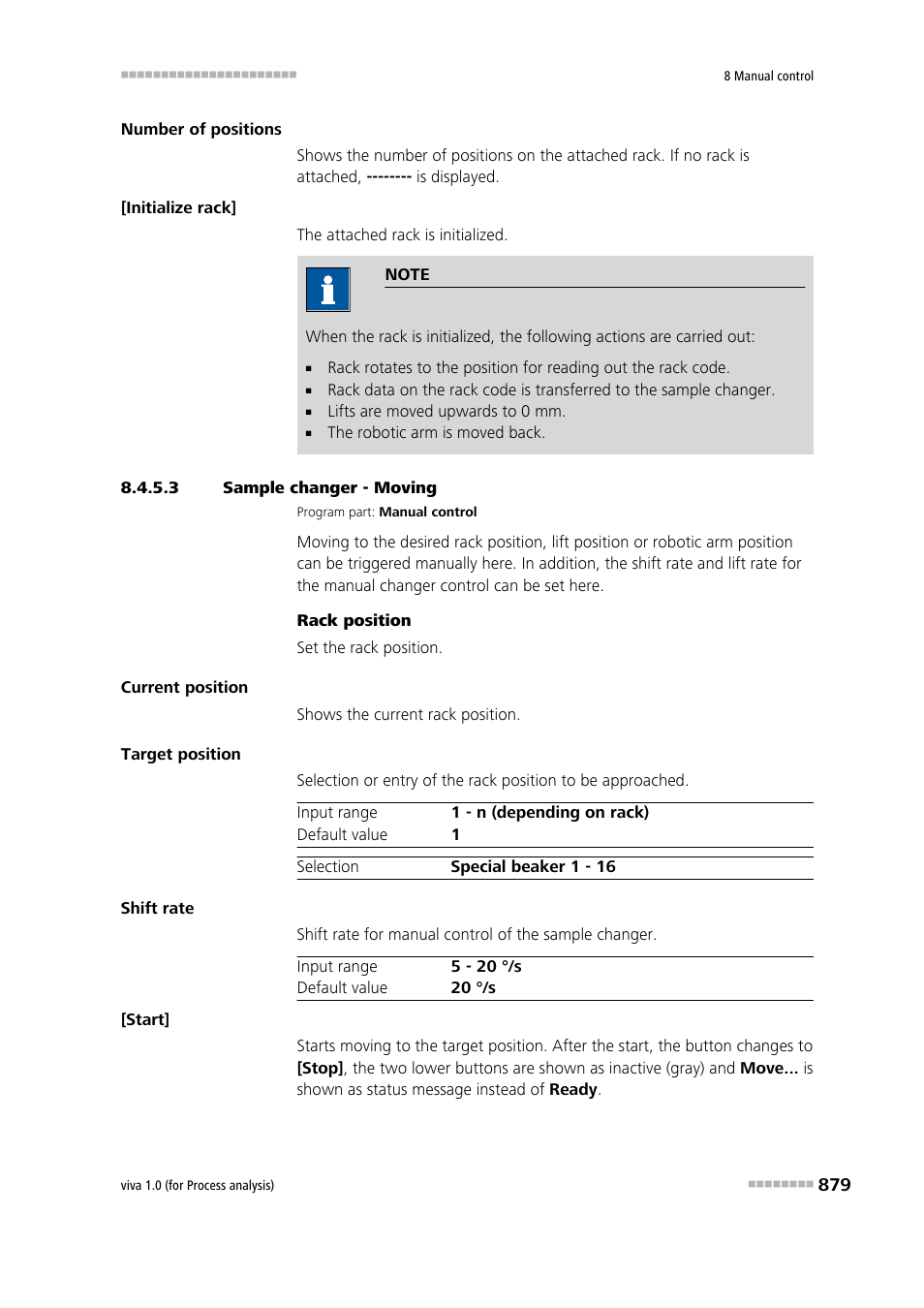 3 sample changer - moving, Moving | Metrohm viva 1.0 (process analysis) User Manual | Page 891 / 990