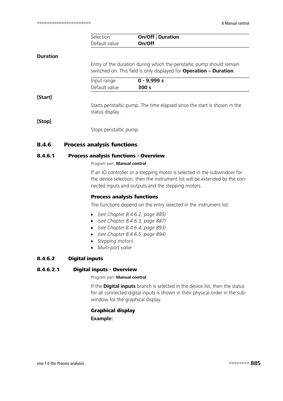 6 process analysis functions, 1 process analysis functions - overview, 2 digital inputs | 1 digital inputs - overview, Process analysis functions, Process analysis - manual control | Metrohm viva 1.0 (process analysis) User Manual | Page 897 / 990