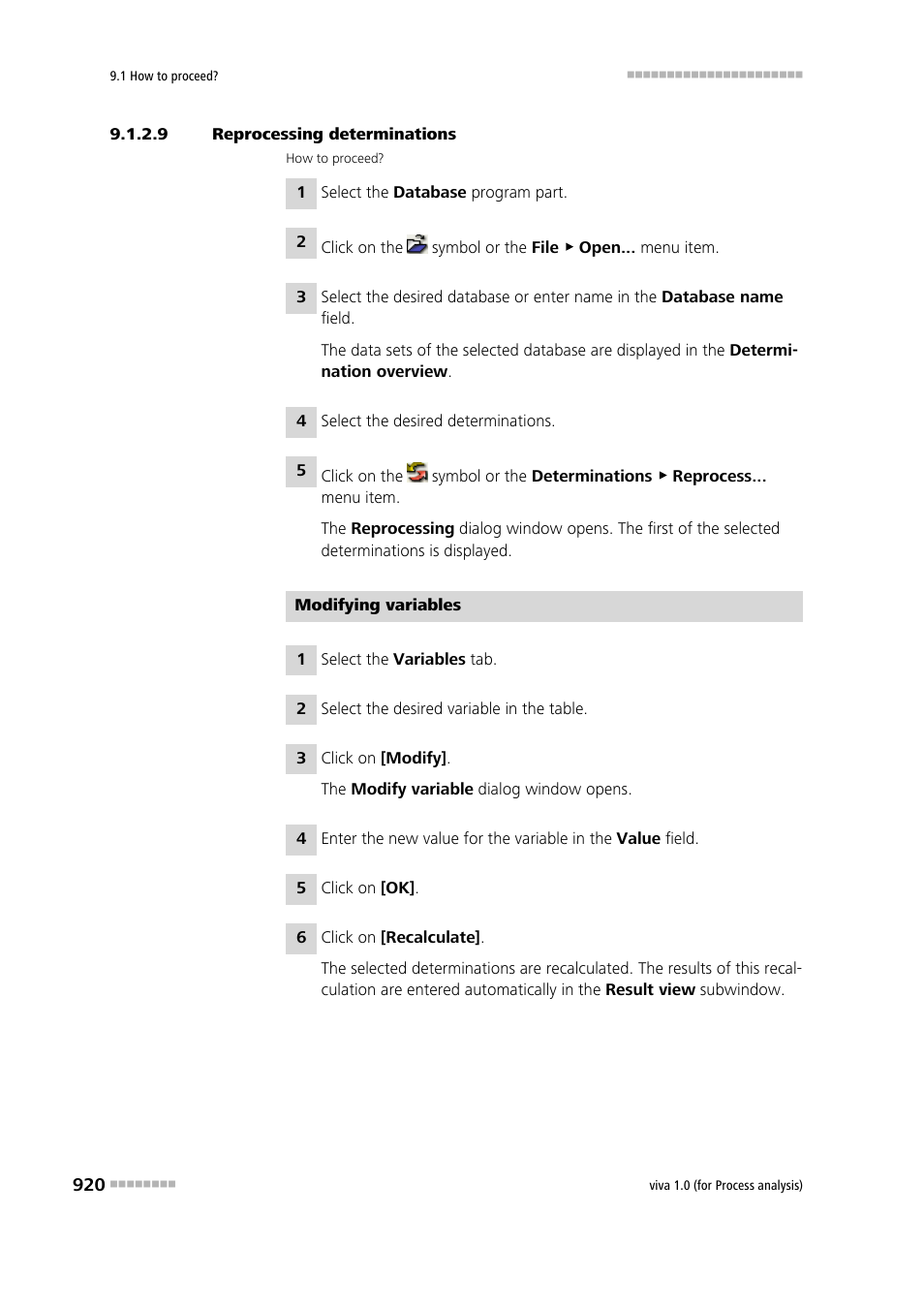 9 reprocessing determinations | Metrohm viva 1.0 (process analysis) User Manual | Page 932 / 990
