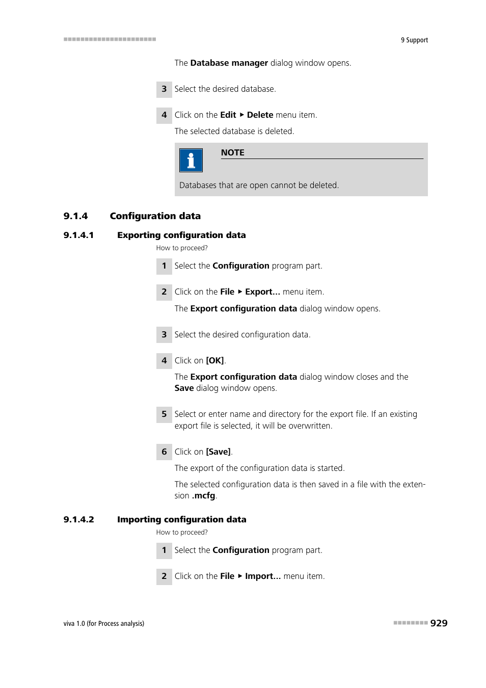 4 configuration data, 1 exporting configuration data, 2 importing configuration data | Configuration data | Metrohm viva 1.0 (process analysis) User Manual | Page 941 / 990