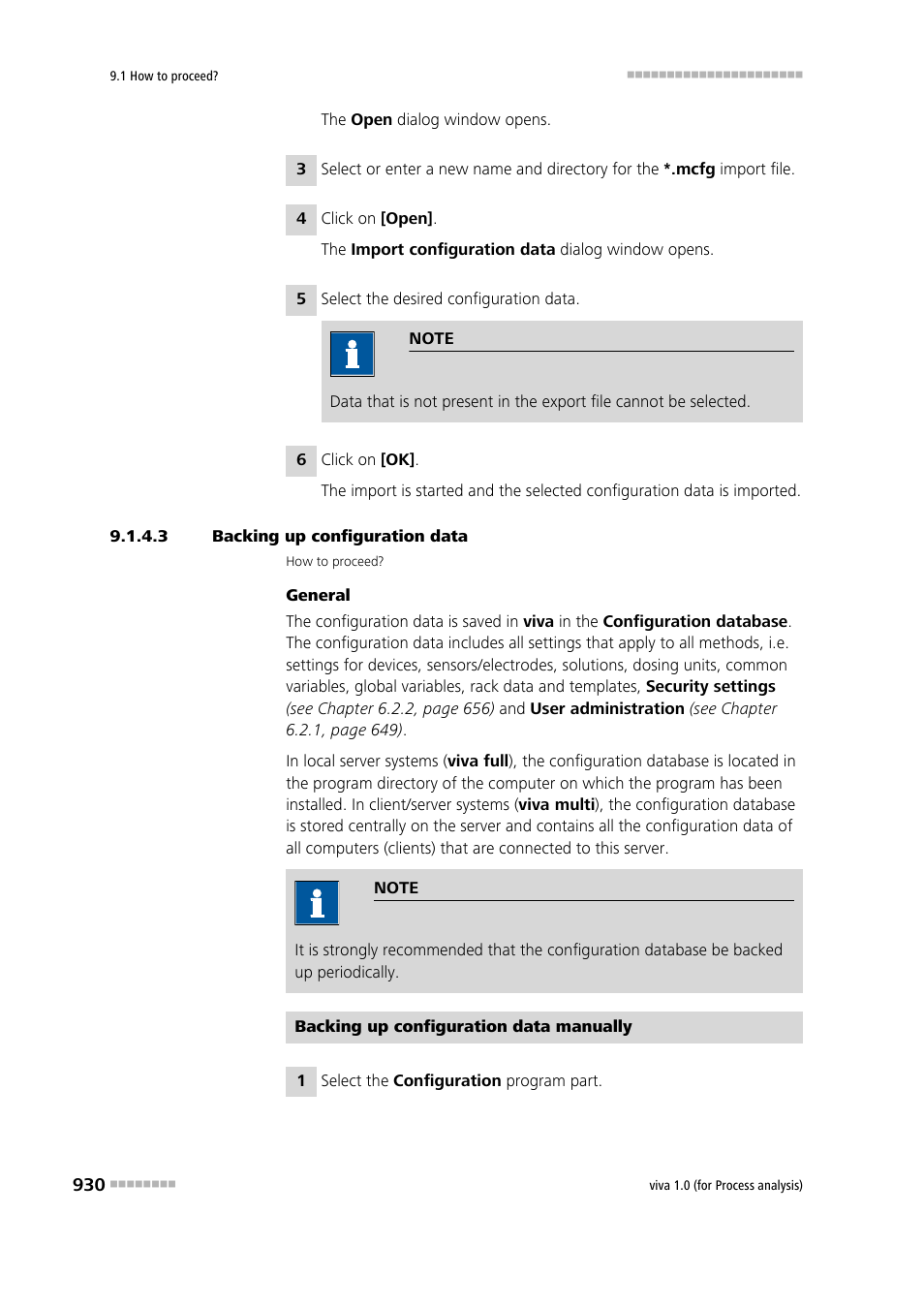 3 backing up configuration data | Metrohm viva 1.0 (process analysis) User Manual | Page 942 / 990