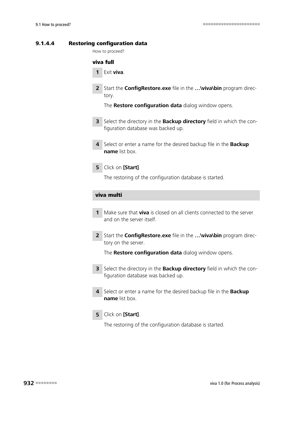 4 restoring configuration data | Metrohm viva 1.0 (process analysis) User Manual | Page 944 / 990