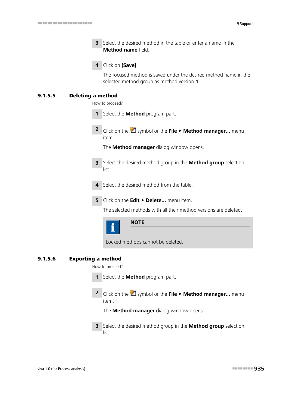 5 deleting a method, 6 exporting a method | Metrohm viva 1.0 (process analysis) User Manual | Page 947 / 990