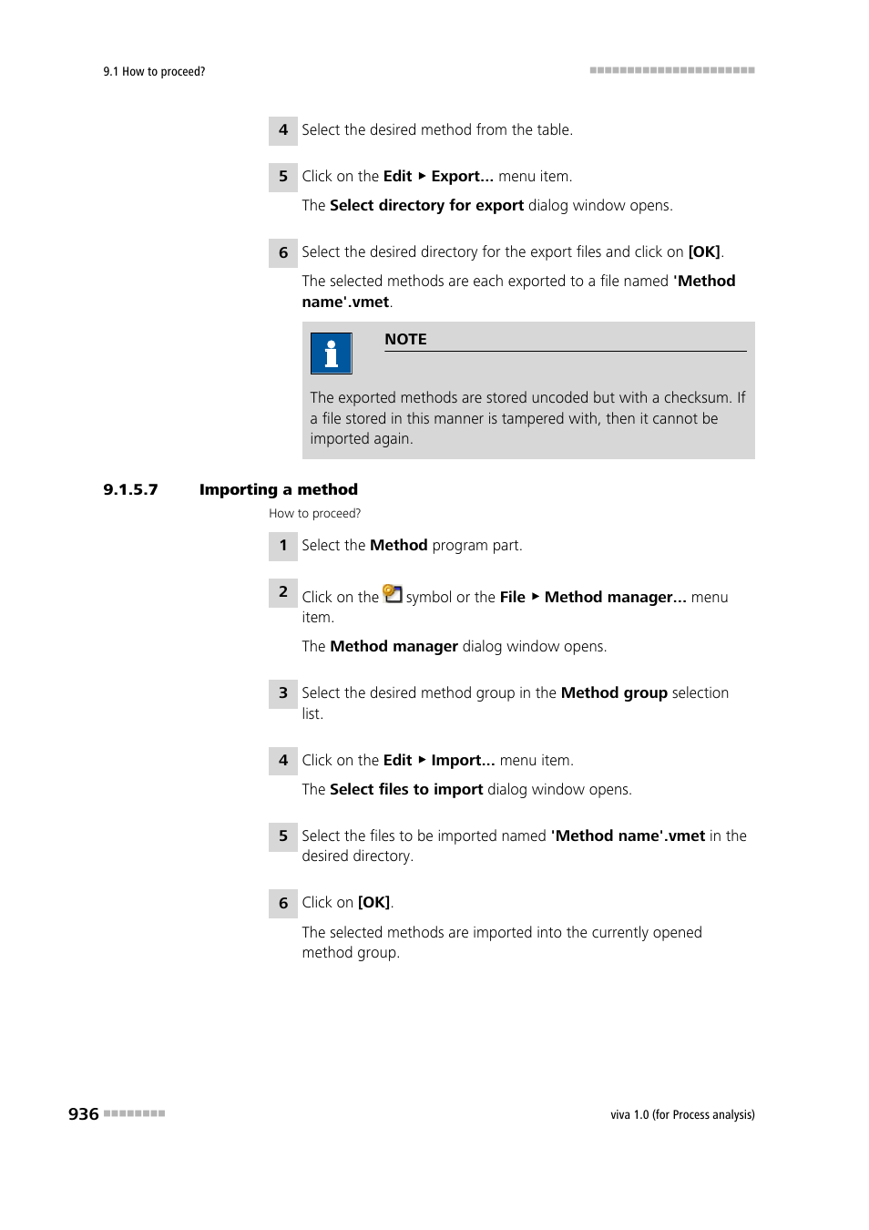 7 importing a method | Metrohm viva 1.0 (process analysis) User Manual | Page 948 / 990