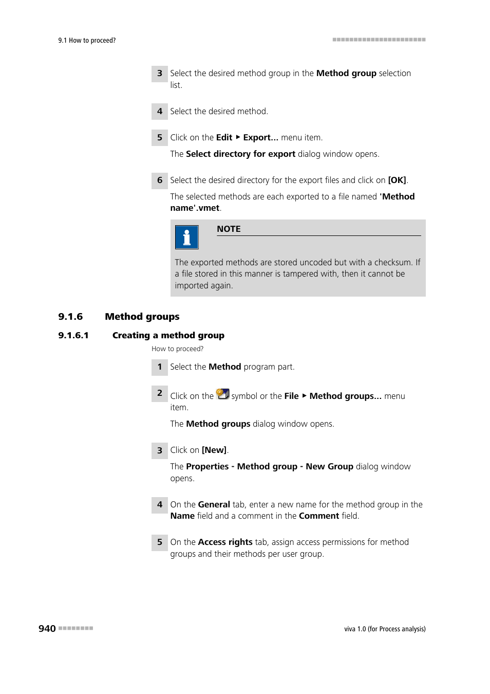 6 method groups, 1 creating a method group, Method groups | Metrohm viva 1.0 (process analysis) User Manual | Page 952 / 990