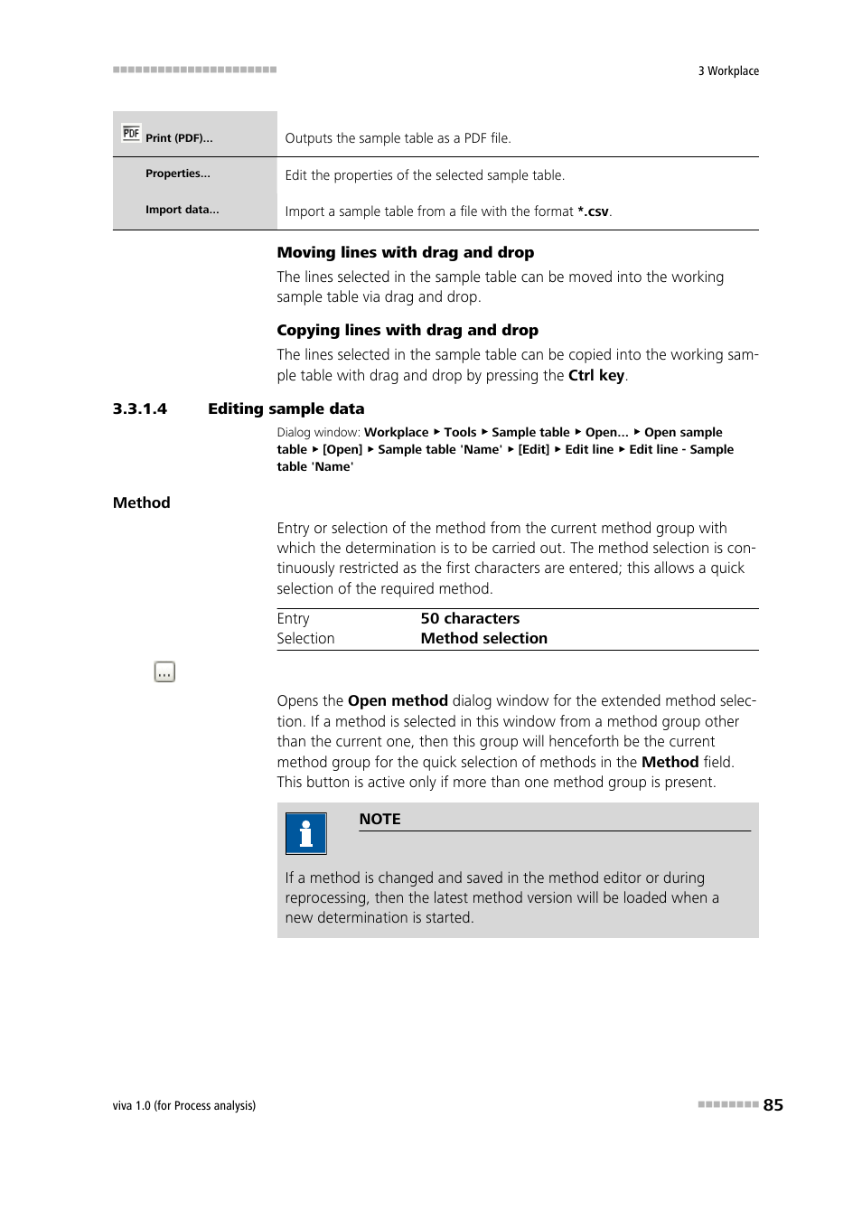 4 editing sample data, Editing sample data | Metrohm viva 1.0 (process analysis) User Manual | Page 97 / 990