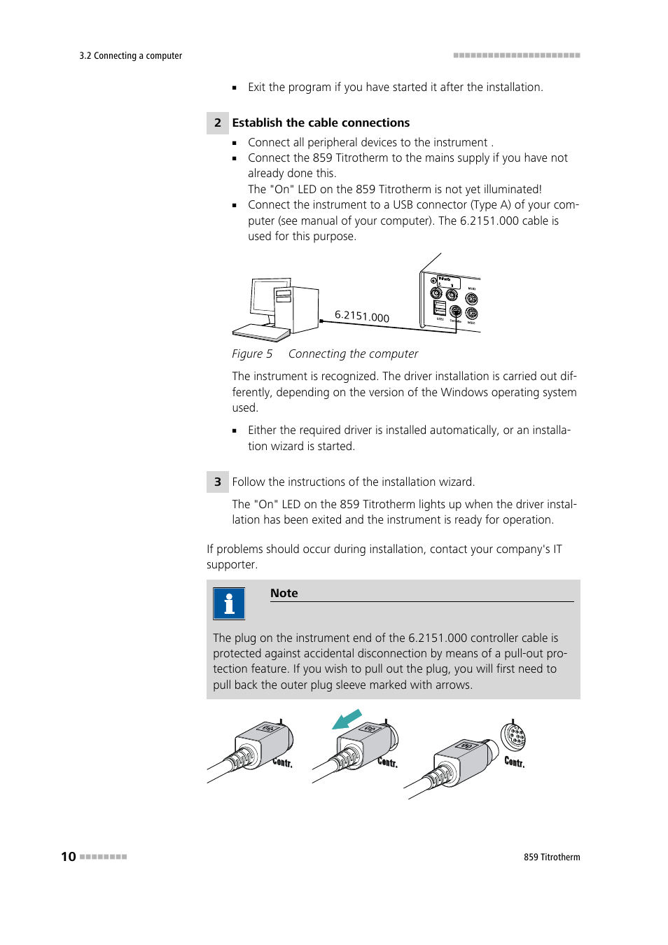 Figure 5, Connecting the computer | Metrohm 859 Titrotherm User Manual | Page 18 / 45