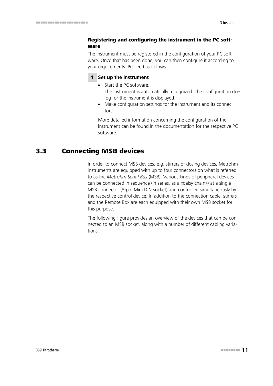 3 connecting msb devices, Connecting msb devices | Metrohm 859 Titrotherm User Manual | Page 19 / 45